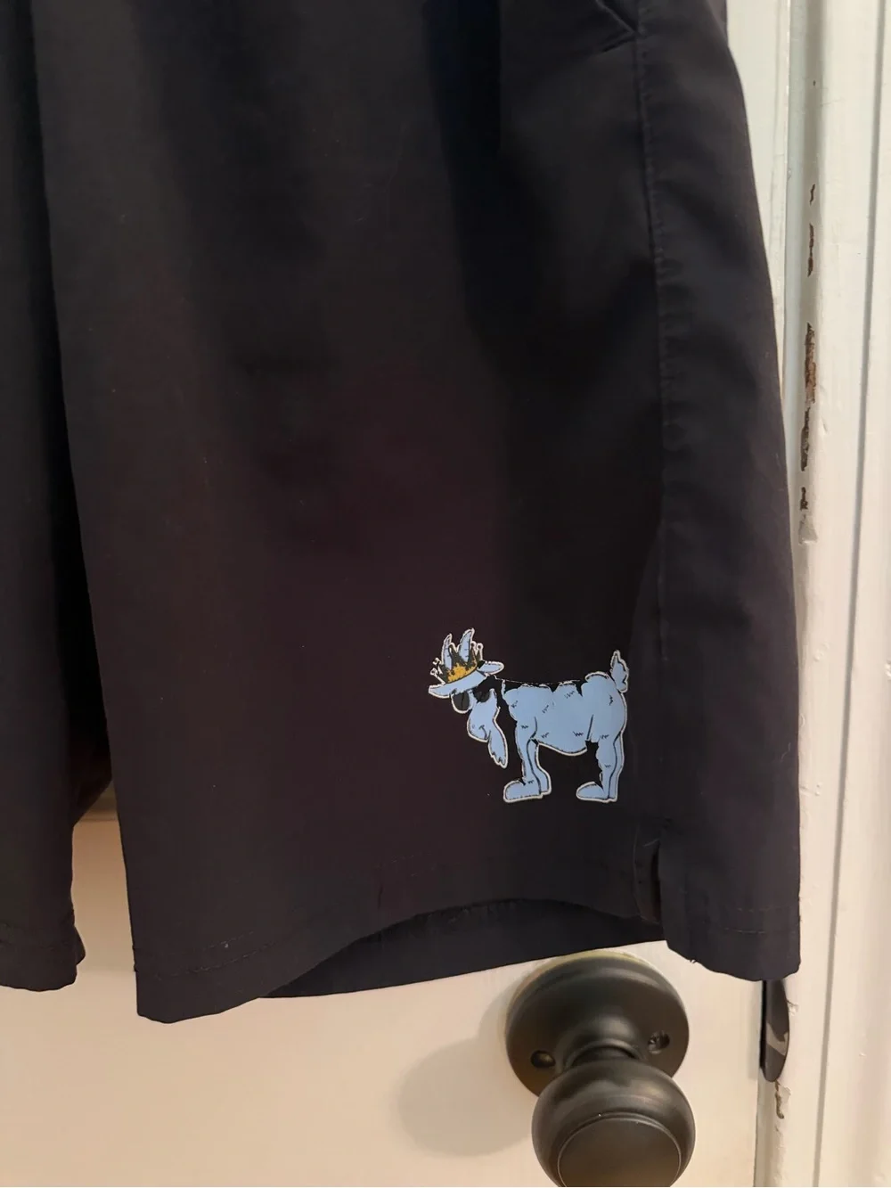 Boys Black Athletic Shorts with Blue Goat Graphic